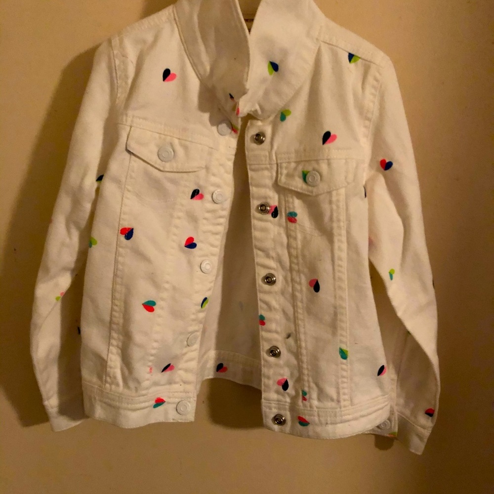 Arizona Jean jacket girls size 6Y with hearts print.